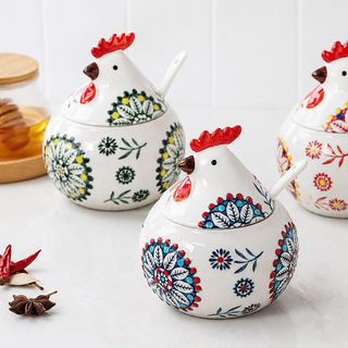 HỦ ĐỰNG MỠ, GIA VỊ HÌNH GÀ ĐỘC ĐÁO KÈM THÌA SỨ