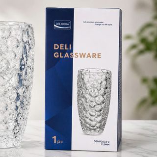 BÌNH CẮM HOA THUỶ TINH CHẤM BI TRẮNG 25cm DELI DSHP2032-3 (T8)