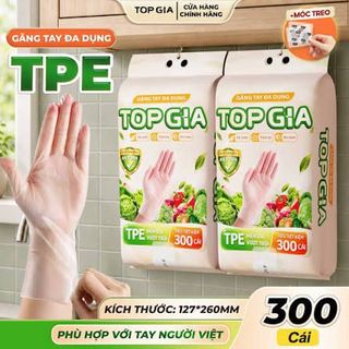 Găng tay đa dụng - Bịch lớn 300 cái TPE TOPGIA treo tường dạng rút, tặng kèm móc treo siêu tiết kiệm kích thước phù hợp