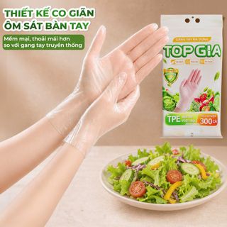 Găng tay đa dụng - Bịch lớn 300 cái TPE TOPGIA treo tường dạng rút, tặng kèm móc treo siêu tiết kiệm kích thước phù hợp