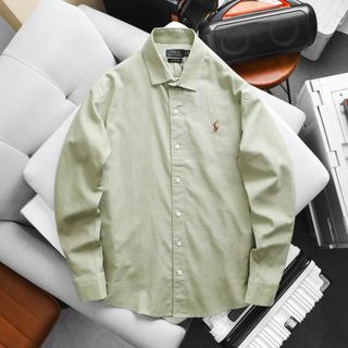 Sơ mi LINEN POLO TAY DÀI nam.  Logo 7 màu.