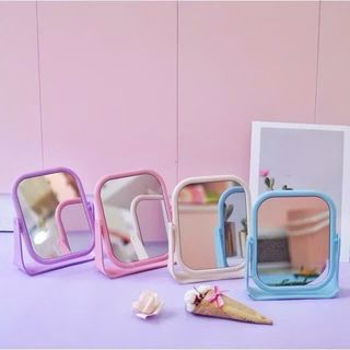 Gương trang điểm lúa mạch xoay 360 độ, gương soi mini