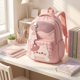 🎒 BALO PASTEL MÈO HELLO FISH A8253 – PASTEL DỄ THƯƠNG, ĐI HỌC CỰC XINH