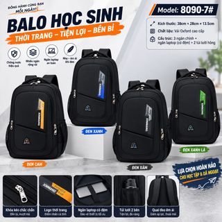 🎒 BALO BASIC TAG MÀU 8090-7 – GỌN NHẸ, NGĂN LAPTOP, PHONG CÁCH TỐI GIẢN