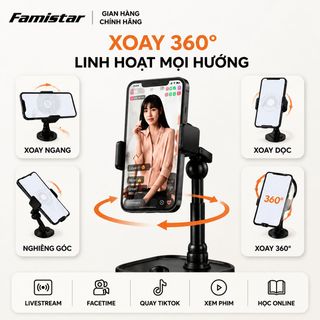 Giá đỡ điện thoại Famistar GD05 hợp kim nhôm công nghệ hút từ tính xoay 360 độ dùng để bàn livestream học tập làm việc