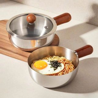 NỒI INOX 304 CÁN GỖ 14CM GORILLA CHEF NẮP KÍNH (T100)
