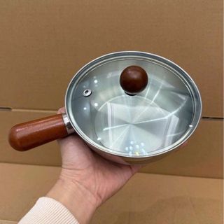 NỒI INOX 304 CÁN GỖ 14CM GORILLA CHEF NẮP KÍNH (T100)