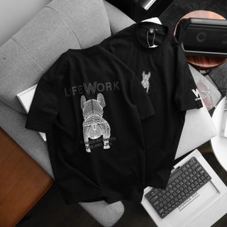 Mẫu áo thun LIFE WORK nam.  Logo chuẩn hãng, in phồng.
