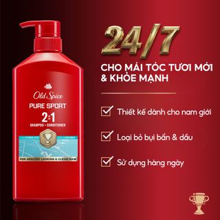 Dầu gội xả OLD SPICE 2IN1 Pure Sport | Nuôi dưỡng tóc chắc khoẻ, Hương nước hoa