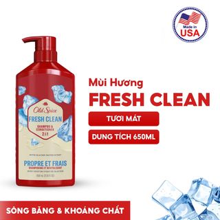 Dầu gội xả OLD SPICE 2IN1 Fresh Clean | Nuôi dưỡng tóc chắc khoẻ, Hương nước hoa