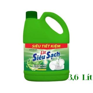 Nước Rửa Chén Lix Siêu Sạch Hương Trà Xanh can 3,6 Lít Thùng 4 can