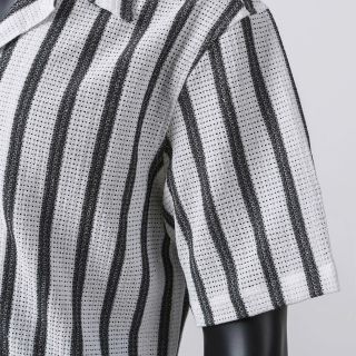 Áo Sơ Mi Nam Ngắn Tay Vải Len Móc Lỗ Mỏng Mẹ Thoáng Khí Họa Tiết Kẻ Sọc Đi Biển SMC01 - TUTO5 Menswear