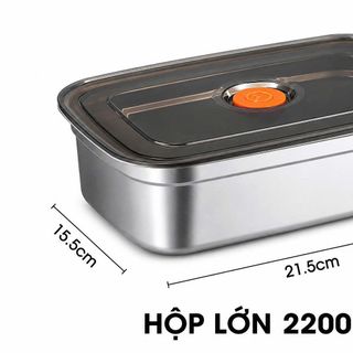 HỘP INOX ĐỰNG THỰC PHẨM CÓ NẮP ĐẬY 2200ml (T150)