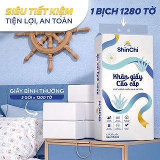 [SỈ TẬN KHO] Thùng 8 bịch khăn giấy rút treo tường SHINCHI 1280 tờ siêu dai, không mủn