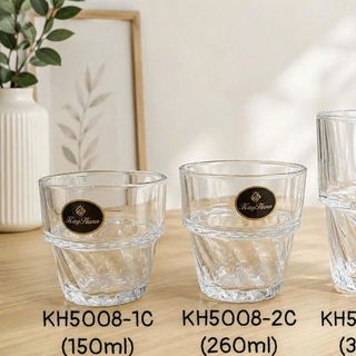 Bộ 6 Cốc Thủy Tinh Trắng Ngấn 260ml KH5008-2C ( THÙNG 8B )