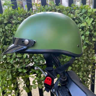 DAN GROUP Mũ Bảo Hiểm Thời Trang - An Toàn - Giá Rẻ [Matt Green Color] Half-Head Helmet, 1/2 Head Helmet Smooth Pilot Goggles Cute Shop