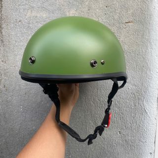 DAN GROUP Mũ Bảo Hiểm Thời Trang - An Toàn - Giá Rẻ [Matt Green Color] Half-Head Helmet, 1/2 Head Helmet Smooth Pilot Goggles Cute Shop
