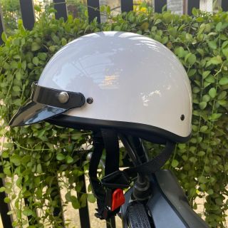 DAN GROUP Mũ Bảo Hiểm Thời Trang - An Toàn - Giá Rẻ [Glossy White] Half-Head Helmet, 1/2 Head Helmet Smooth Pilot Goggles Solid Color Cute Shop