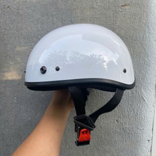 DAN GROUP Mũ Bảo Hiểm Thời Trang - An Toàn - Giá Rẻ [Glossy White] Half-Head Helmet, 1/2 Head Helmet Smooth Pilot Goggles Solid Color Cute Shop