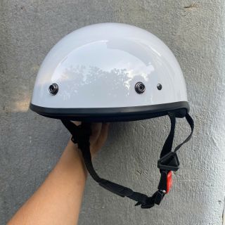DAN GROUP Mũ Bảo Hiểm Thời Trang - An Toàn - Giá Rẻ [Glossy White] Half-Head Helmet, 1/2 Head Helmet Smooth Pilot Goggles Solid Color Cute Shop