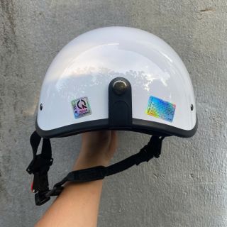 DAN GROUP Mũ Bảo Hiểm Thời Trang - An Toàn - Giá Rẻ [Glossy White] Half-Head Helmet, 1/2 Head Helmet Smooth Pilot Goggles Solid Color Cute Shop
