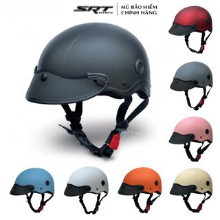 Bảo Di Shop Mũ bảo hiểm nửa đầu SRT cao cấp, thời trang trẻ trung, có lỗ thông gió, lưỡi trai, Freesize(55-59cm)