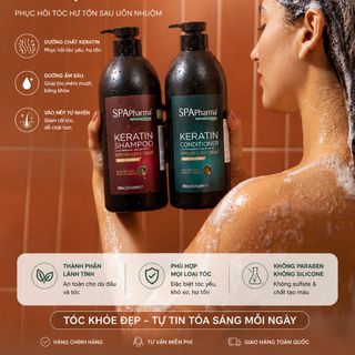 Dầu gội xả Spapharma Pháp 1000ml phục hồi tóc hư tổn, mềm mượt