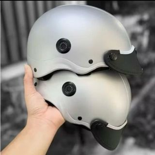 Bảo Di Shop Nón bảo hiểm 1/2 nửa đầu cao cấp loại dày Nhựa ABS - lòng thêu logo - mỏ da gắn khuya, freesize(54-48)cm