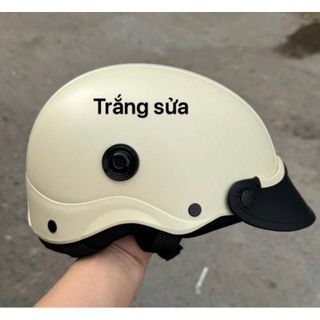 Bảo Di Shop Nón bảo hiểm 1/2 nửa đầu cao cấp loại dày Nhựa ABS - lòng thêu logo - mỏ da gắn khuya, freesize(54-48)cm