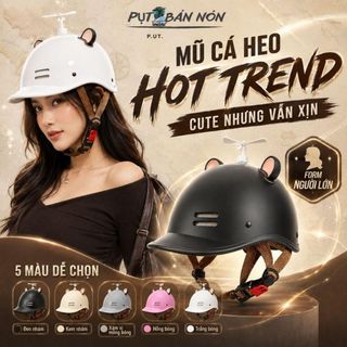 Nón Bảo Hiểm Cá Heo Mũ Nửa Đầu 1/2 Chính Hãng Cao Cấp Thời Trang Cho Nam Nữ Đi Xe Máy, Hot Trend