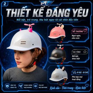 Nón Bảo Hiểm Cá Heo Mũ Nửa Đầu 1/2 Chính Hãng Cao Cấp Thời Trang Cho Nam Nữ Đi Xe Máy, Hot Trend