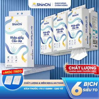 Khăn Giấy Rút 1280 Tờ Dải Lụa Treo Tường Shin Chi 4 Lớp Mềm Mịn, Bột Gỗ Tự Nhiên 100% - BỊCH TO
