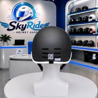 Mũ Nón Bảo Hiểm Phom Cá Heo Basic Đạt Chuẩn BẢODI Helmet Màu Đen Nhám - Viền Trắng