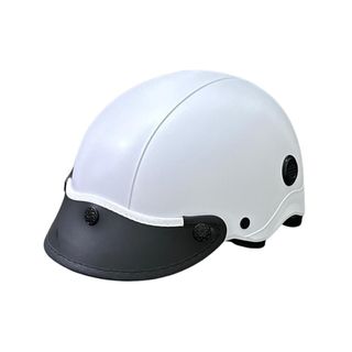 Bảo Di Shop Mũ bảo hiểm nửa đầu màu trắng thêu logo chất liệu nhựa ABS cao cấp.