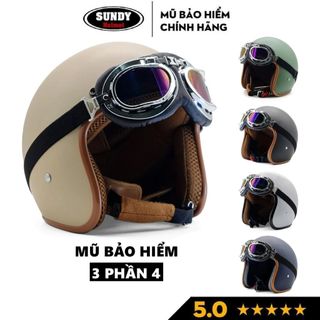 Mũ Bảo Hiểm Thời Trang - An Toàn - Giá Rẻ DANGROUP Mũ bảo hiểm 3/4 đầu Helmets thời trang, an toàn kèm kính Phi Công, UV, nhiều màu cá tính, Freesize (55-58cm)
