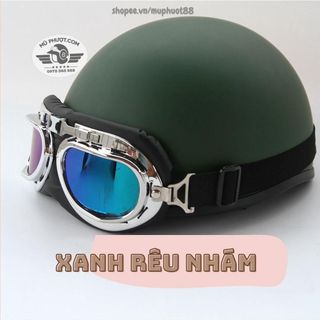 Mũ Bảo Hiểm Thời Trang - An Toàn - Giá Rẻ DANGROUP Mũ bảo hiểm nửa đầu ½ có kính phi công cute màu trơn kèm kính uv nón bảo hiểm lưỡi trai