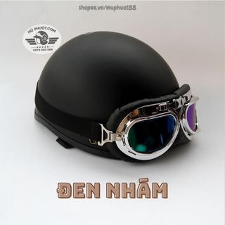 Mũ Bảo Hiểm Thời Trang - An Toàn - Giá Rẻ DANGROUP Mũ bảo hiểm nửa đầu ½ có kính phi công cute màu trơn kèm kính uv nón bảo hiểm lưỡi trai