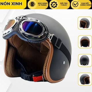 Mũ Bảo Hiểm Thời Trang - An Toàn - Giá Rẻ DANGROUP Mũ bảo hiểm 3/4 đầu, Helmets, nhiều màu sắc thời trang, cá tính, Freesize (54-58cm) kèm kính Phi Công, UV.