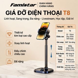 Giá đỡ điện thoại - kẹp điện thoại Livestream GD04 (T8) xoay 360 độ, phân phối toàn quốc