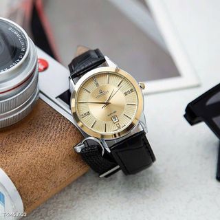 Đồng hồ dây da nam Oshrzo 6022G mặt tròn chính hãng đeo tay thời trang