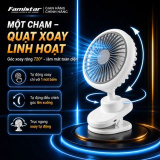 [SỈ GIÁ TỐT] Quạt Tích Điện Kẹp Bàn W02-04 FAMISTAR, BH 1 năm,