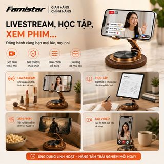 [SỈ GIÁ TỐT] Giá đỡ điện thoại Famistar GD12 chất liệu gỗ óc chó tự nhiên, kiểu dáng sang trọng, giá sỉ bất ngờ, phân phối toàn quốc