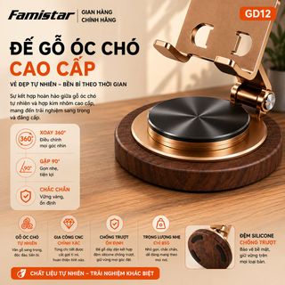 [SỈ GIÁ TỐT] Giá đỡ điện thoại Famistar GD12 chất liệu gỗ óc chó tự nhiên, kiểu dáng sang trọng, giá sỉ bất ngờ, phân phối toàn quốc