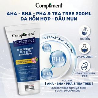 Gel rửa mặt Compliment AHA-BHD-Pha & Tea Tree