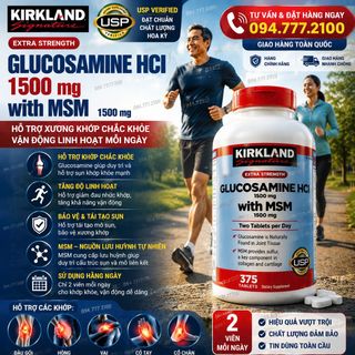 [Giá Sỉ Tốt] Viên Bổ Xương Khớp Kirkland Glucosamine HCl 1500mg with MSM 1500mg Mỹ (375 Viên)