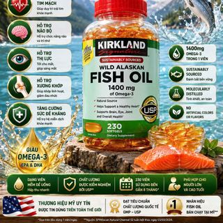 [Giá Sỉ Tốt] Dầu Cá Hoang Dã Kirkland Wild Alaskan Fish Oil 1400mg Mỹ (230 Viên)