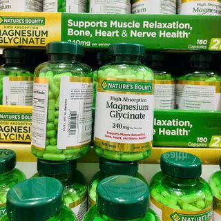 [Giá Sỉ Tốt] Viên Bổ Sung Magnesium Glycinate Nature's Bounty 240mg Mỹ (180 Viên)