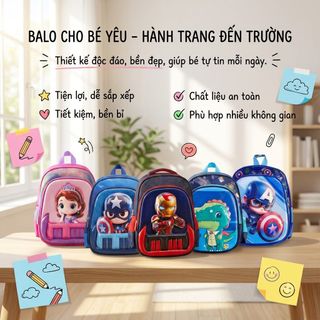🎒🌈 BALO MẦM NON 3D HOẠT HÌNH AHH3D – BÉ ĐI HỌC THÊM XINH! 🥰