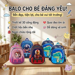 🎒🌈 BALO MẦM NON 3D HOẠT HÌNH AHH3D – BÉ ĐI HỌC THÊM XINH! 🥰