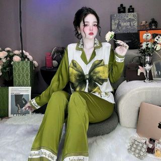 Đồ Ngủ Pijama Lụa Latin Cao Cấp Tay Dài - Mềm Mại, Thoáng Mát, Phù Hợp Với Nhiều Kích Cỡ Người Mặc set bongu